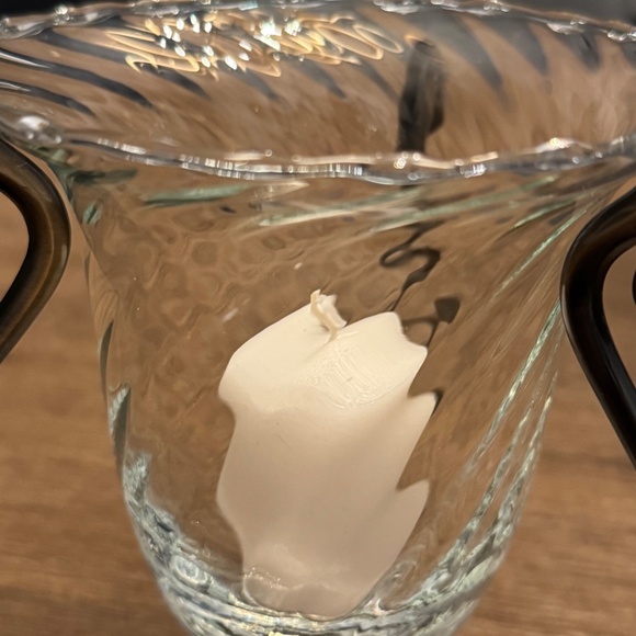 Vintage PartyLite Rustic Bronze " Villa Hurricane " Glass Tabletop Candle Holder - Picture 4 of 6